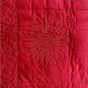 Noble Excellence Villa Luca Red Cotton Gold Metalllic Stitching Shams Pair 2